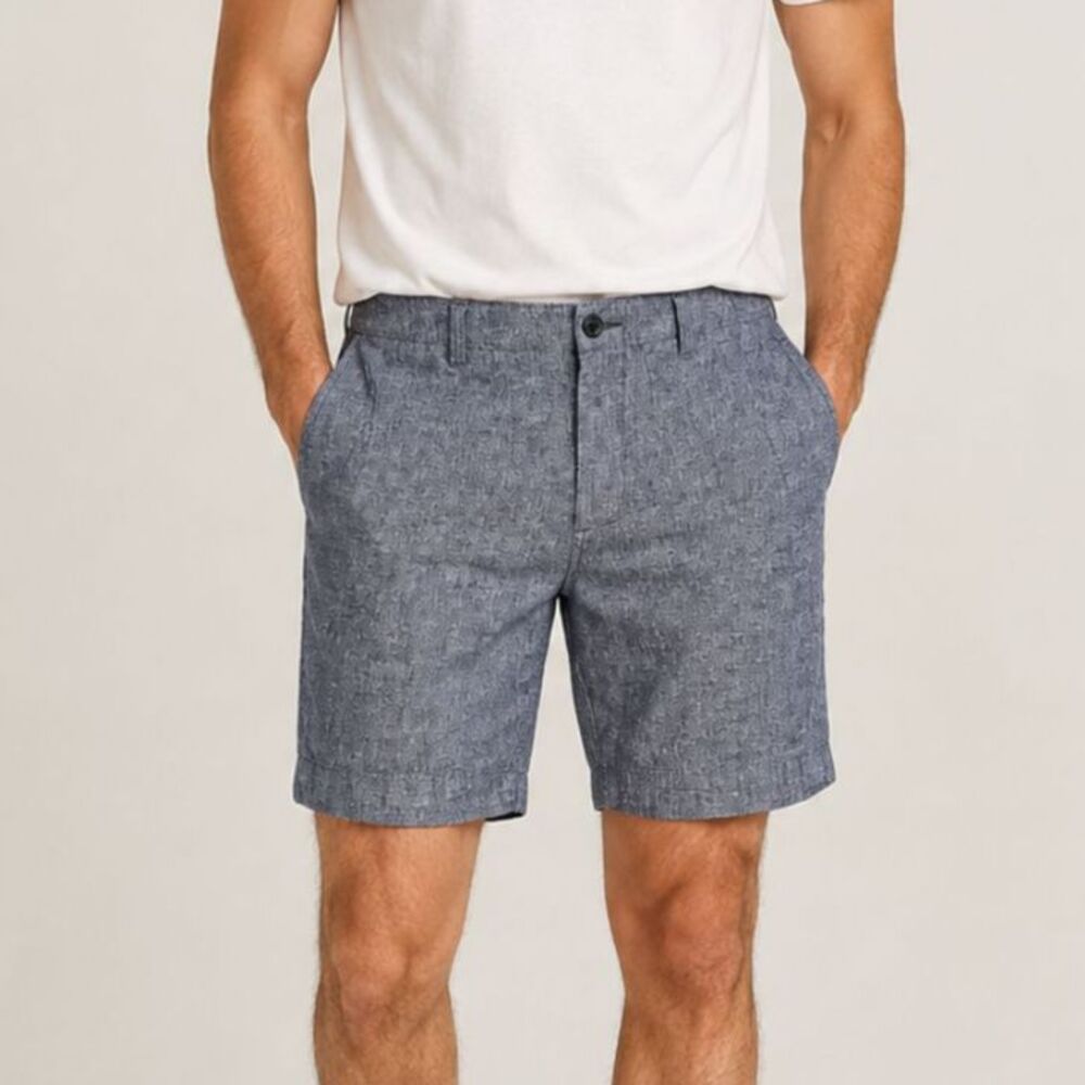 J.Crew Gramercy Linen Cotton Shorts Men’s 30 Blue Gray Flat Front 9” Inseam